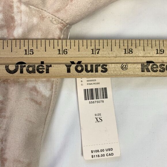 Anthropologie BlankNYC Hippie Dippe Faux Suede Jacket XS Pink Cream Moto Boho - Picture 11 of 13